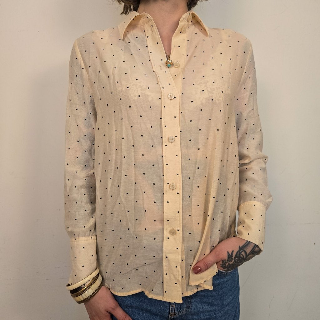 H&M Lichtgele Gestippelde Blouse Dames XS or S, Kleding | Dames, Blouses en Tunieken, Zo goed als nieuw, Maat 34 (XS) of kleiner