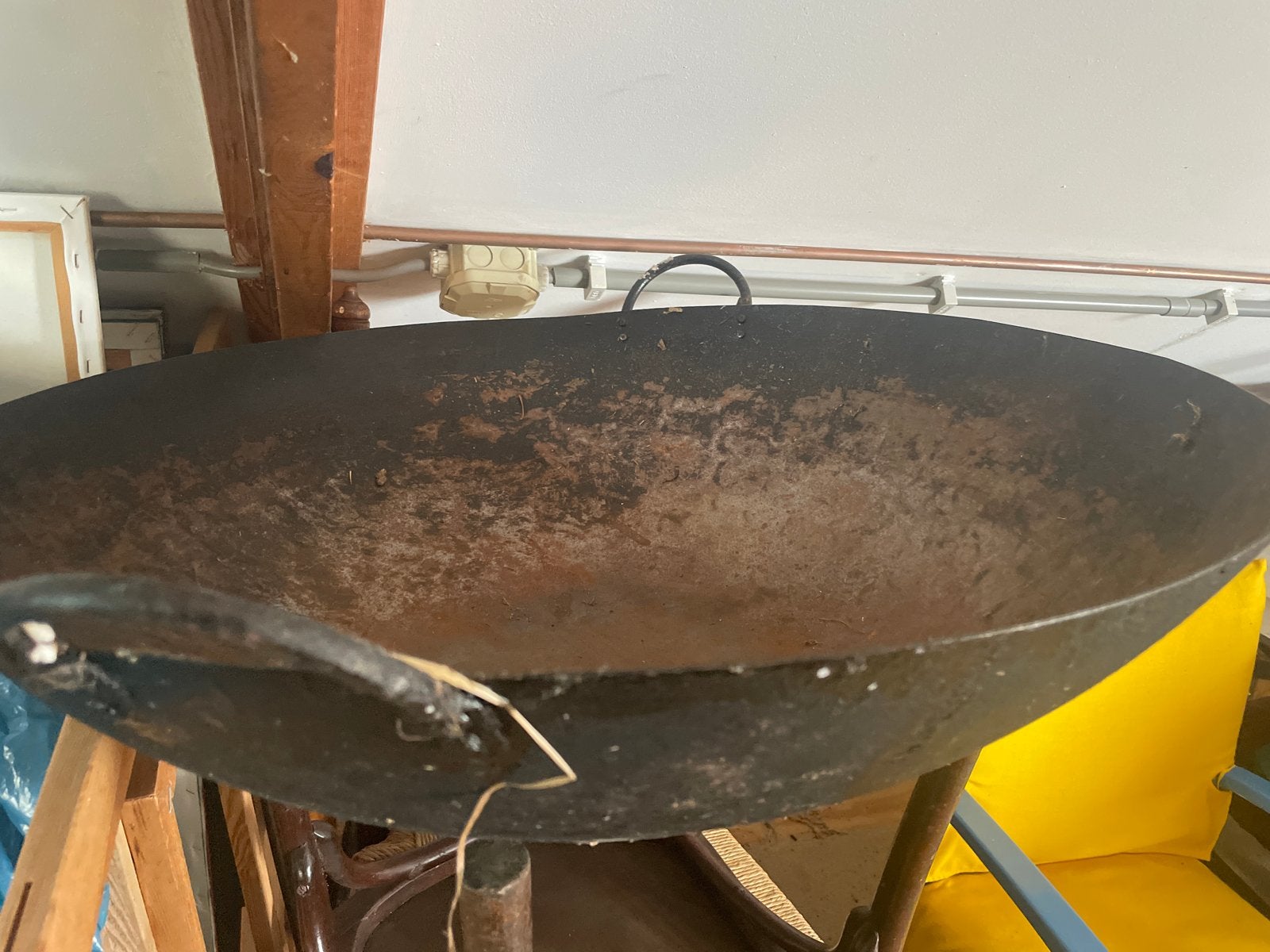 Grote gietijzeren vuurschaal / wokpan - diameter 66 cm, Ophalen of Verzenden, Gebruikt
