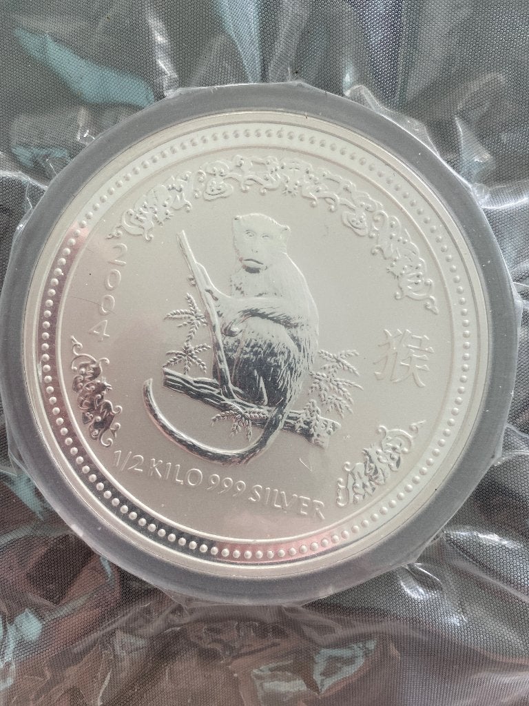 Lunar 2004 1/2 kilo, Postzegels en Munten, Munten | Oceanië, Ophalen of Verzenden, Losse munt, Zilver