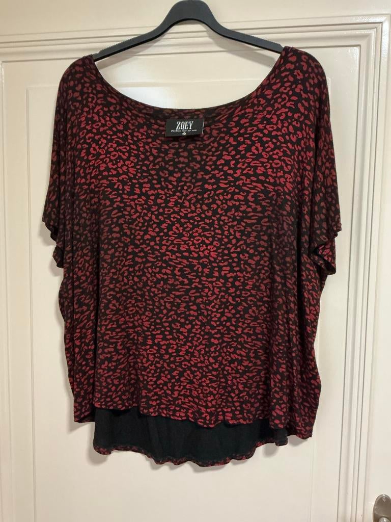 Zoey 🍀 blouse top met panterprint maat M, Ophalen of Verzenden, Gedragen, Rood, Blouse of Tuniek