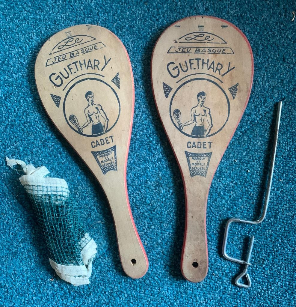 Vintage Jeu Basque Guethary Cadet houten Rackets Set, Ophalen of Verzenden, Gebruikt, Racket, Overige merken