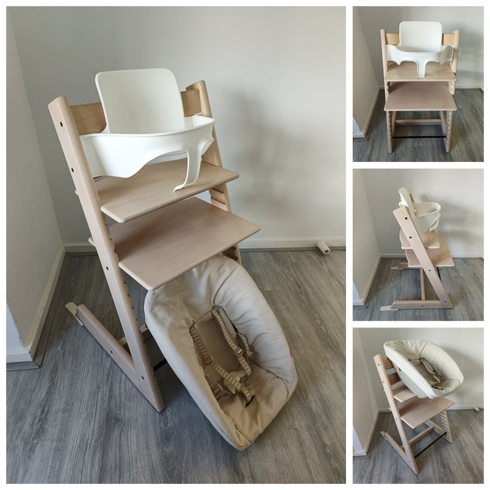 Stokke Tripp Trapp whitewash+babyset, newbornset evt. tray, Kinderen en Baby's, Meegroeistoel, Ophalen of Verzenden, Zo goed als nieuw