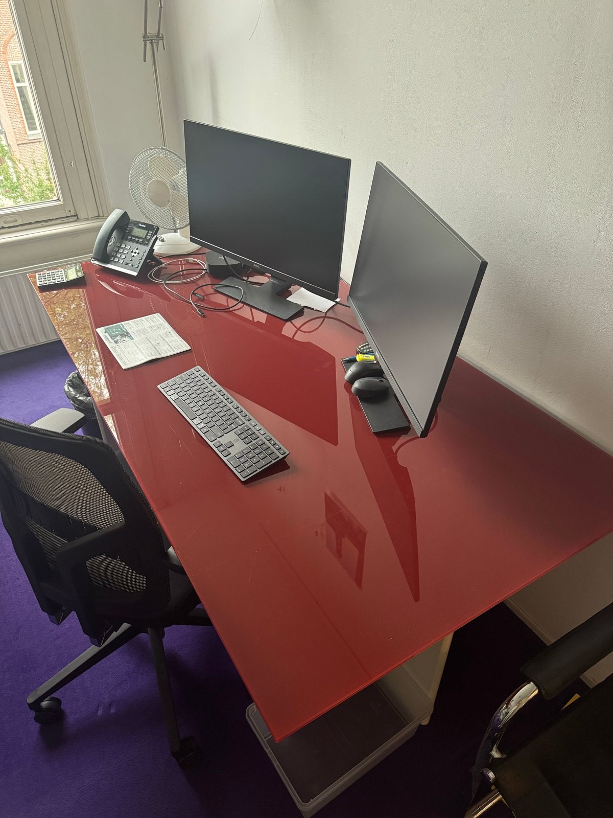 Bureau met glazen plaat - 175x90x70 cm, Ophalen, Gebruikt, Glas