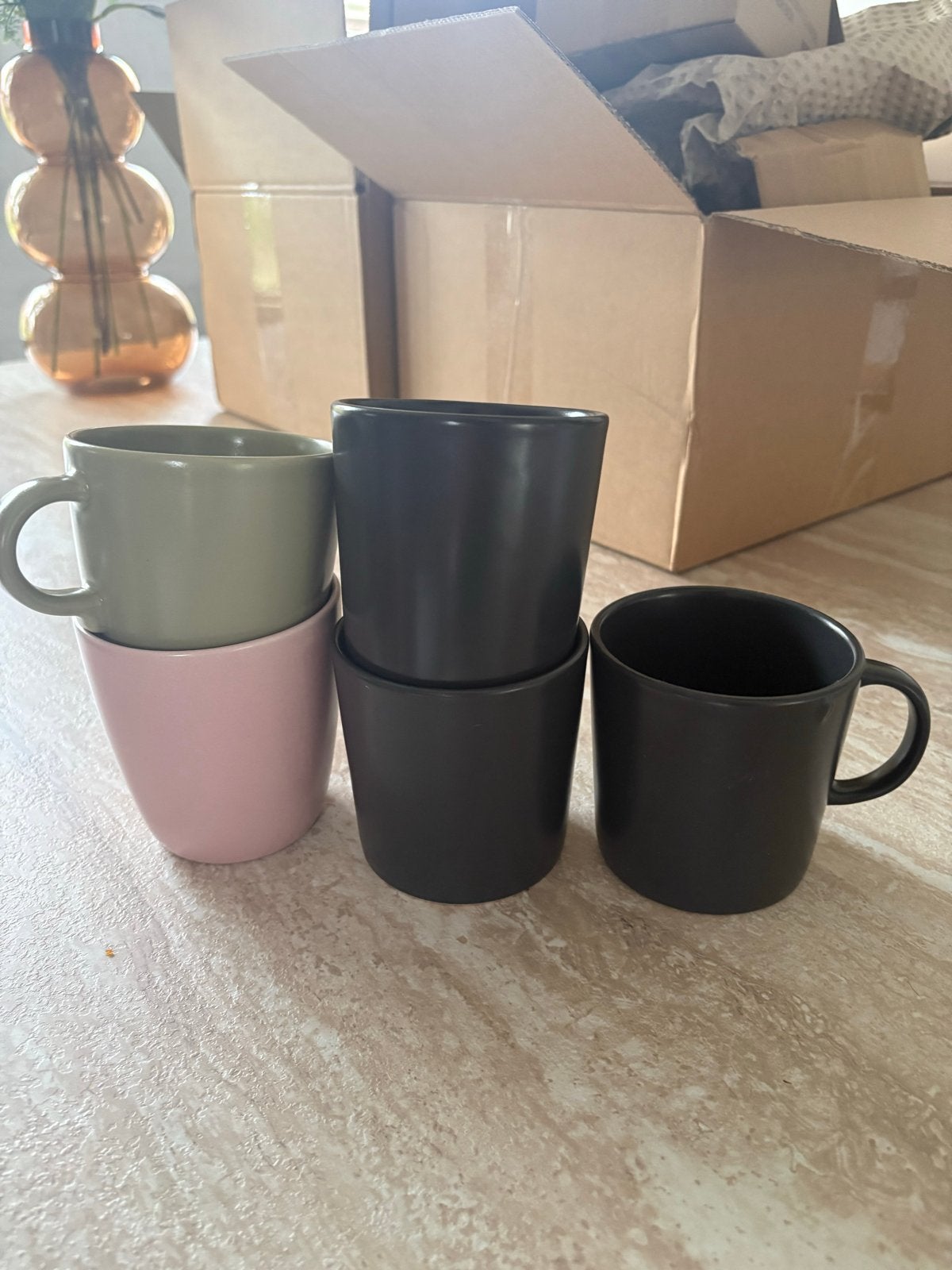 Set van 5 mokken in diverse kleuren ikea, Ophalen of Verzenden, Zo goed als nieuw, Keramiek, Kop(pen) en/of Schotel(s)