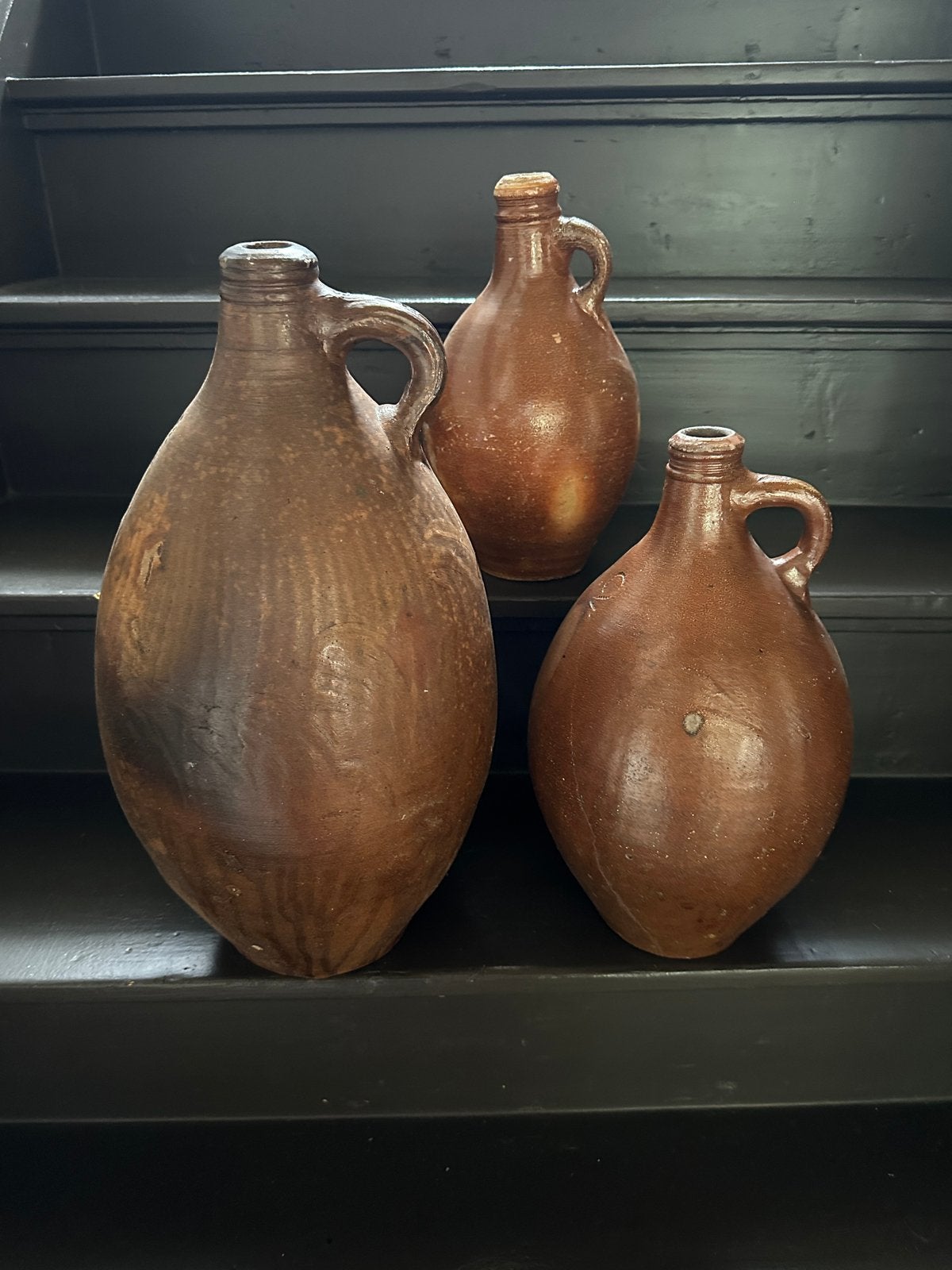 Set van 3 antieke aardewerk kruiken > voor binnen of buiten, Antiek en Kunst, Ophalen