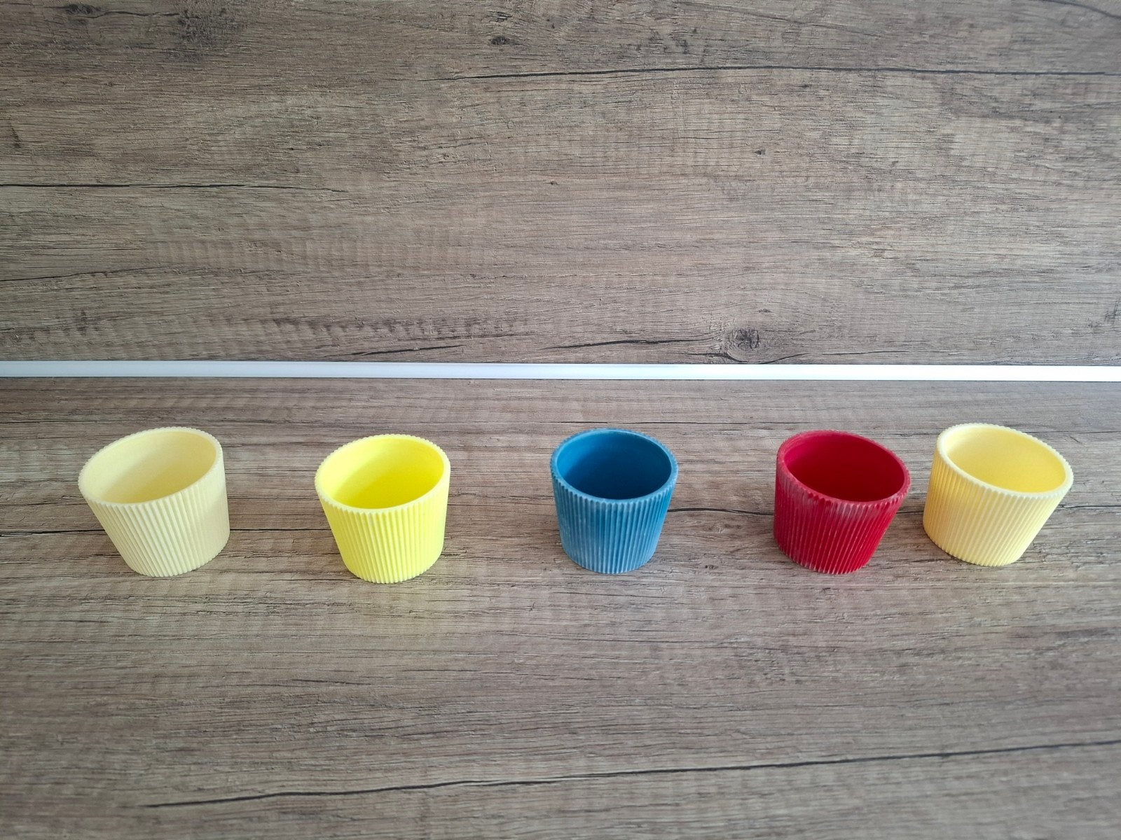 Turkstra 5 vintage melamine eierdopjes met ribbelrand pastel, Ophalen of Verzenden