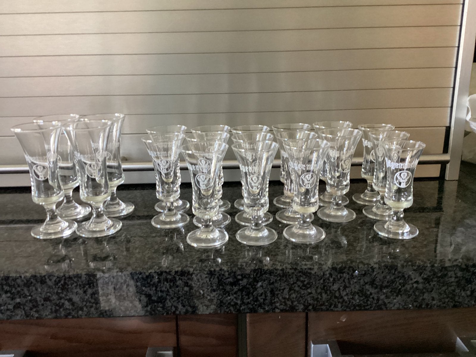 Jaigermaister en likeur glaasjes uitzoeken per stuk 2.50, Ophalen of Verzenden, Zo goed als nieuw, Borrel- of Shotglas