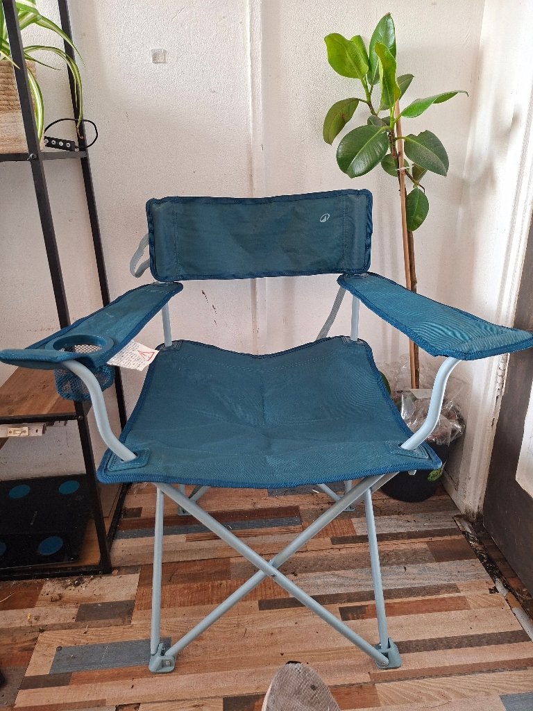 Opvouwbare campingstoel met bekerhouder, Caravans en Kamperen, Ophalen of Verzenden, Gebruikt, Campingstoel