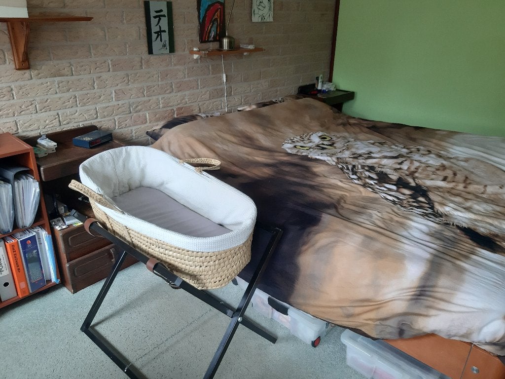 Mooie Mozesmand met standaard - perfect voor pasgeborenen, Overige methoden, Ophalen of Verzenden, Zo goed als nieuw, 0 t/m 10 kg
