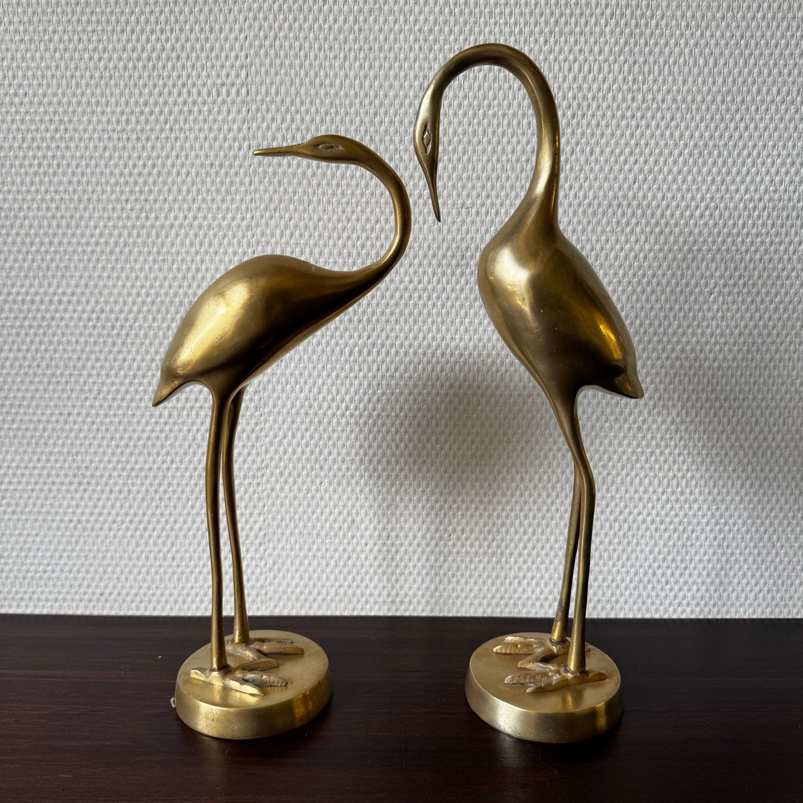Vintage Messing Koperen Staande Kraanvogels, Vogels, Ophalen of Verzenden, Koper