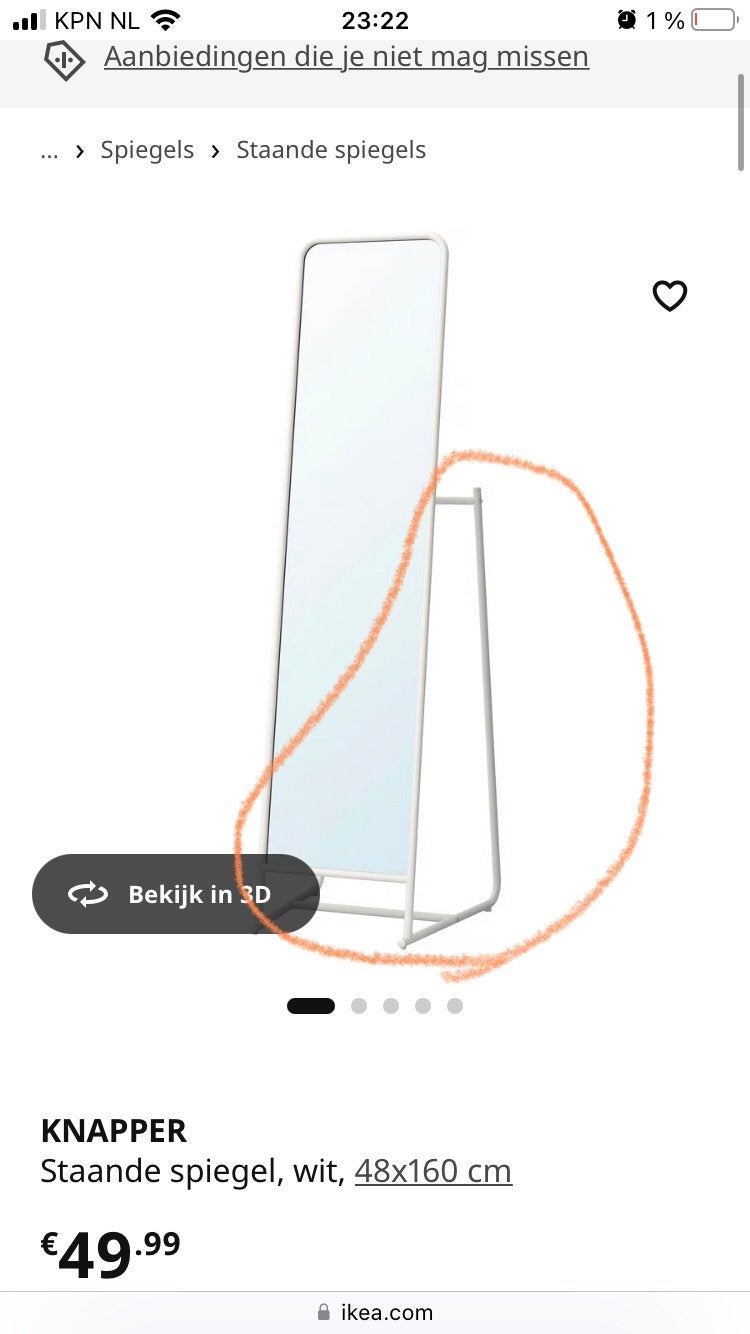Gezocht! Achterdeel ikea knapper spiegel grote onderdeel B, Huis en Inrichting, Woonaccessoires | Spiegels, Ophalen, Minder dan 50 cm