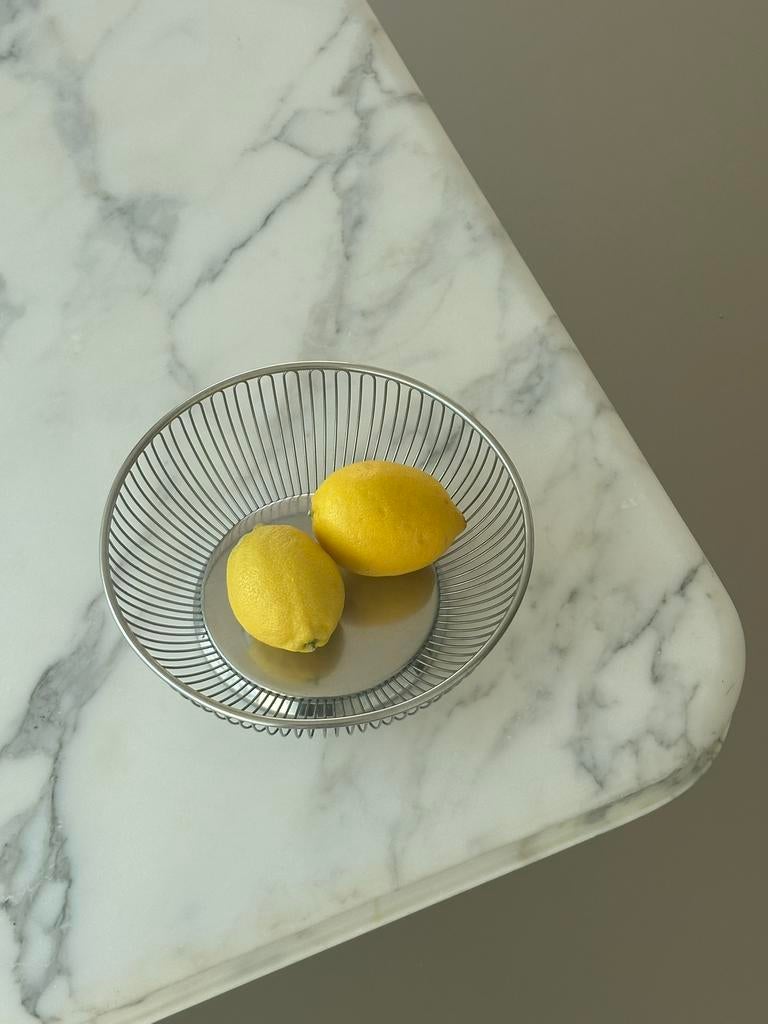 Vintage stalen Alessi fruitmand schaal inox, Overige materialen, Gebruikt, Mand, Rond