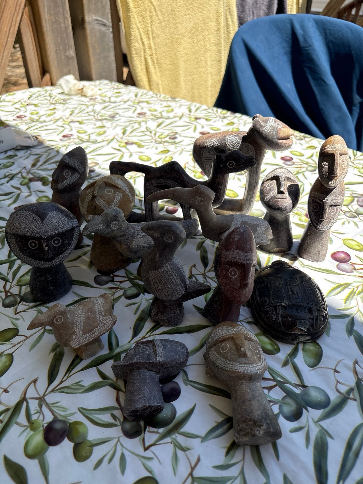 Vintage tribale spekstenen beeldjes: dieren en hoofden, Overige onderwerpen, Minder dan 20 cm, Ophalen of Verzenden, Handgemaakt