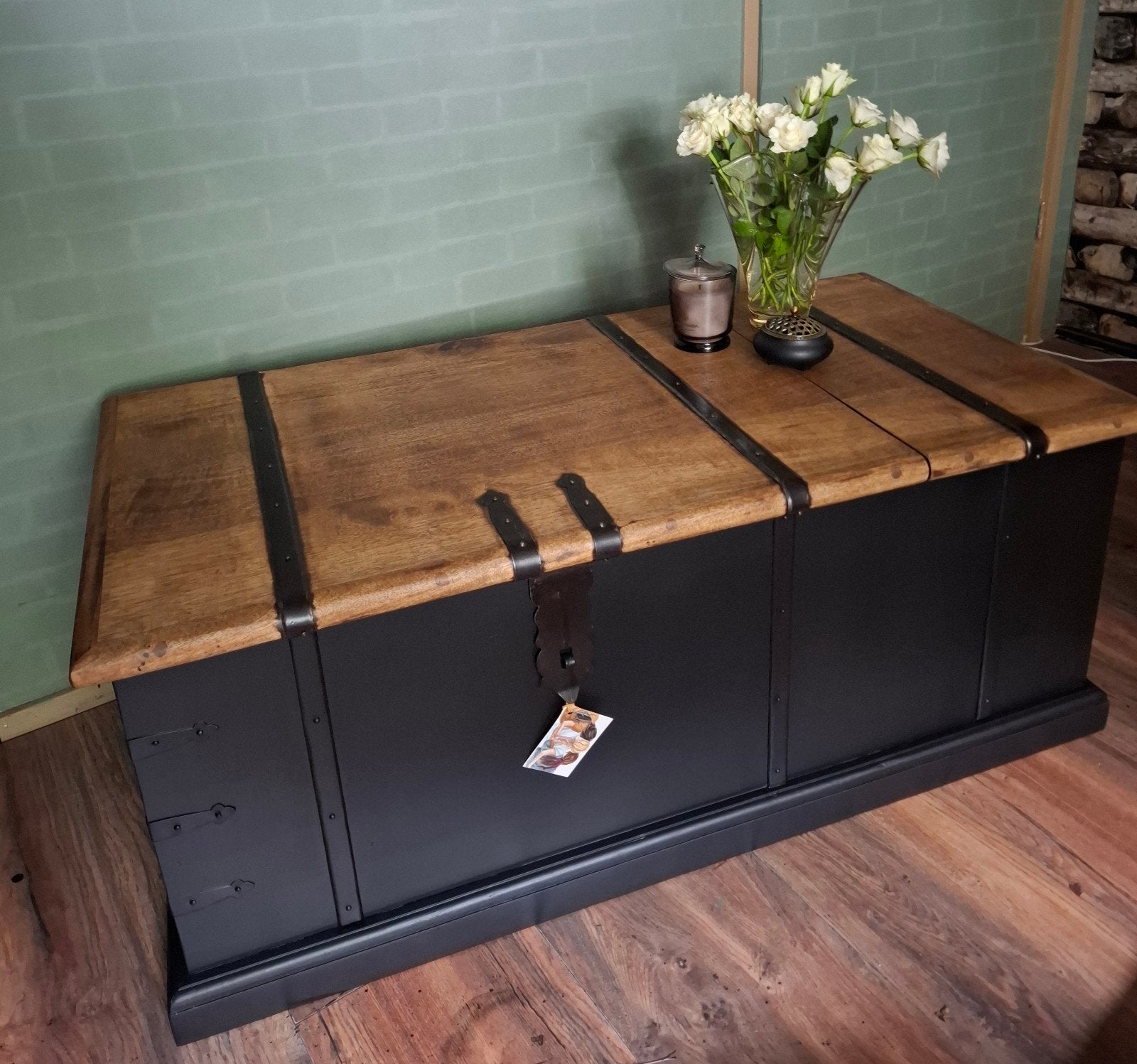 stoere salontafelkist, Ophalen of Verzenden, Rechthoekig, 100 tot 150 cm