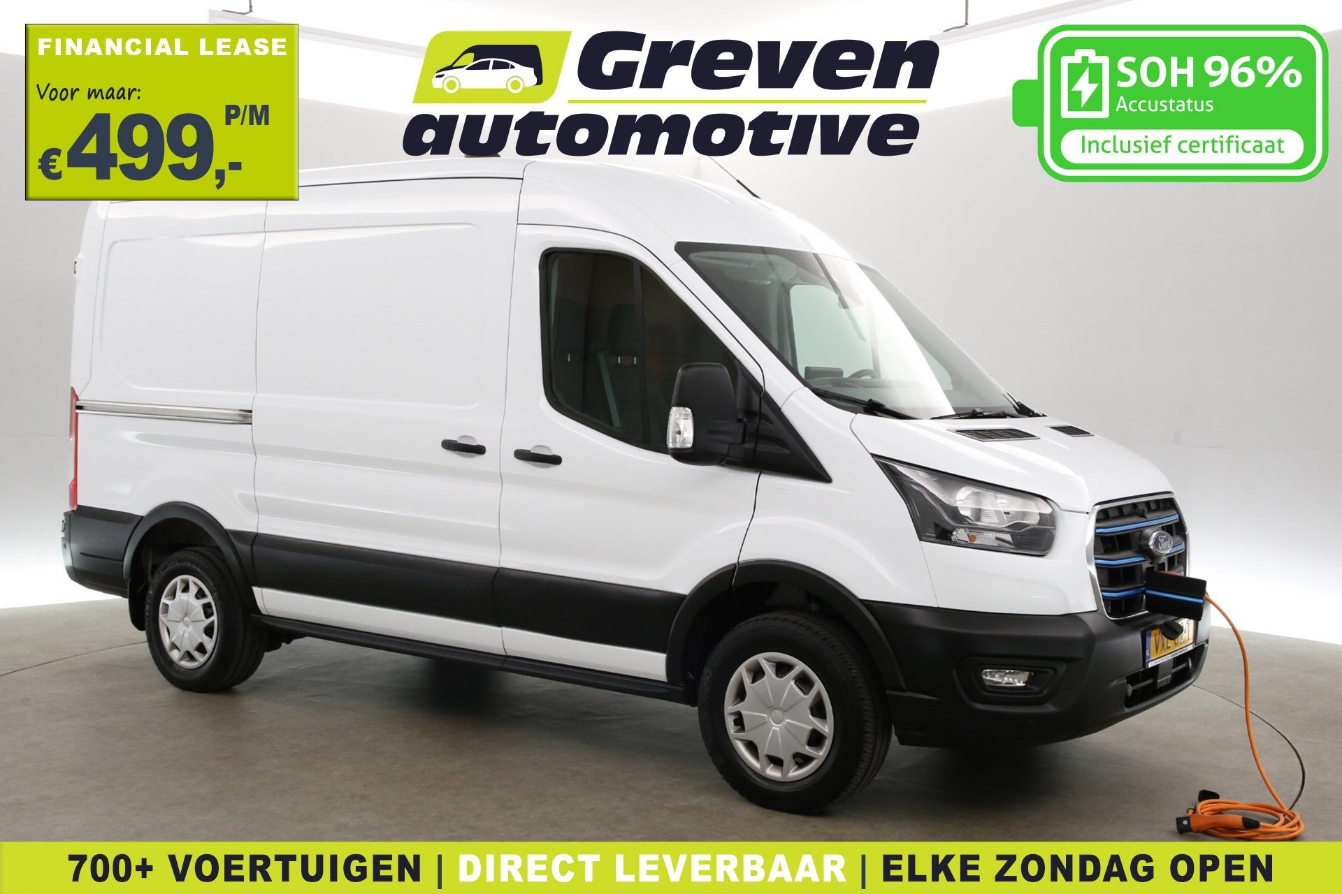 Ford E-Transit L2H2 68 kWh 184PK | Snelladen | SOH 96% | Cli, Automaat, 750 kg, Wit, Origineel Nederlands