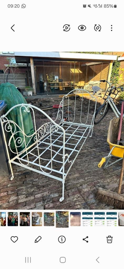 Bed metaal 1 persoons  met nieuw matras, Ophalen, 90 cm, Eenpersoons, Wit