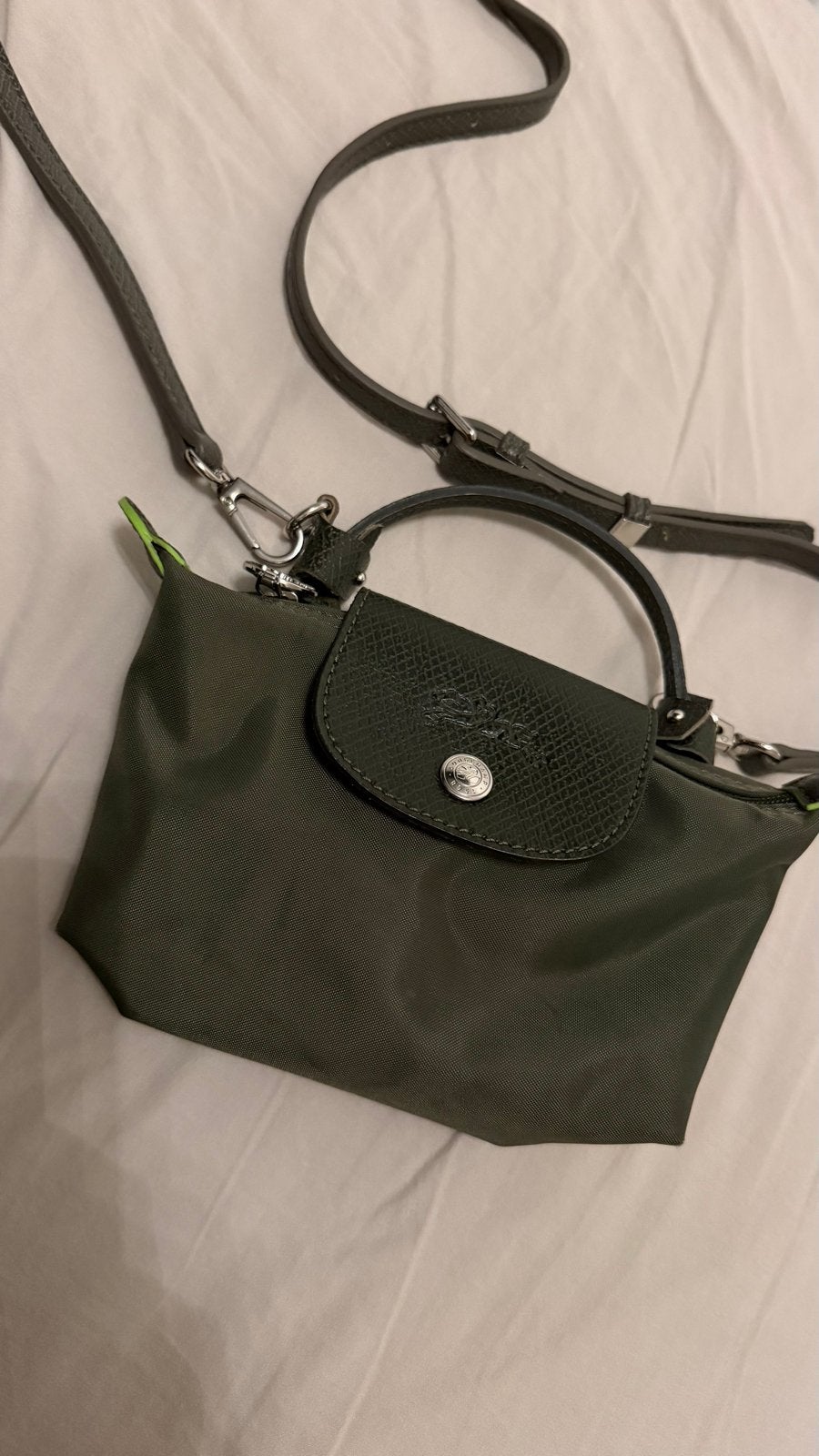 Longchamp tasje - 1x gebruikt, Ophalen of Verzenden, Zo goed als nieuw, Groen, Schoudertasje