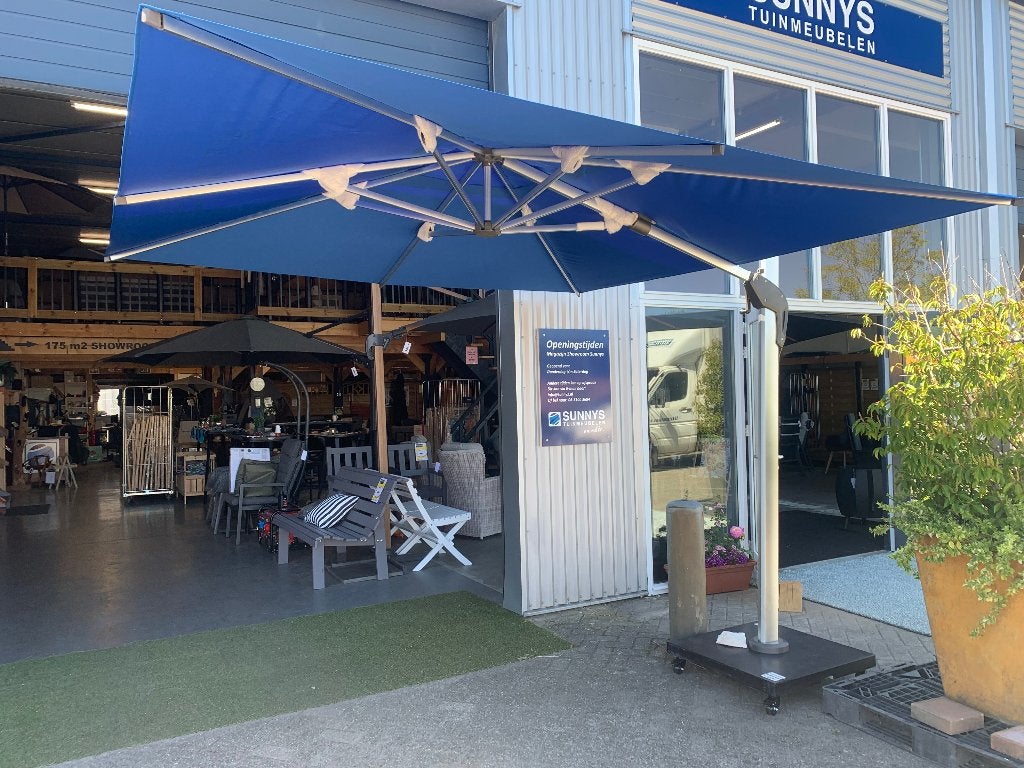 Zweefparasol Vierkant Blauw, Tuin en Terras, Ophalen, Nieuw, 2 tot 3 meter, Zweefparasol