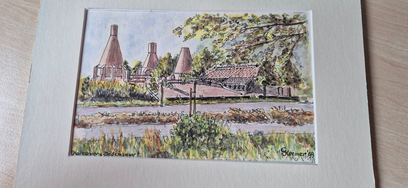 Aquarel Kalkovens Dedemsvaart - Gesigneerd Kremer '89, Ophalen of Verzenden