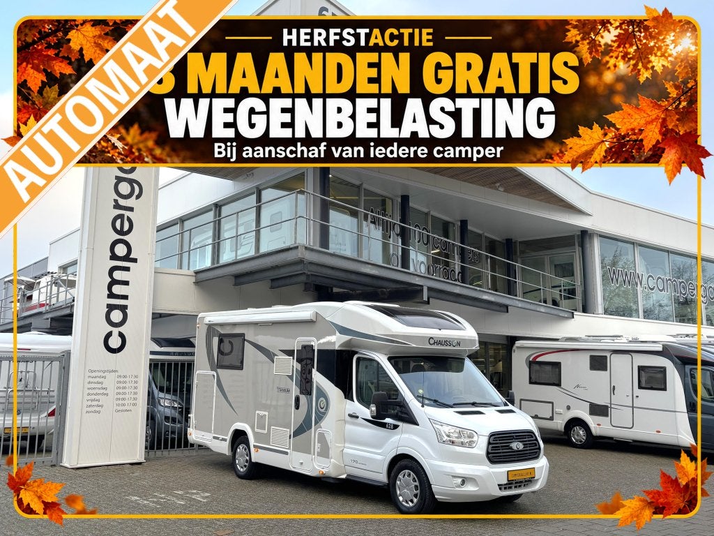 Chausson Titanium 628 AUTOMAAT QUEENSBED CAMERA ZONNEPANEEL, Caravans en Kamperen, Automaat, Buitenlamp, Ringverwarming, Ford