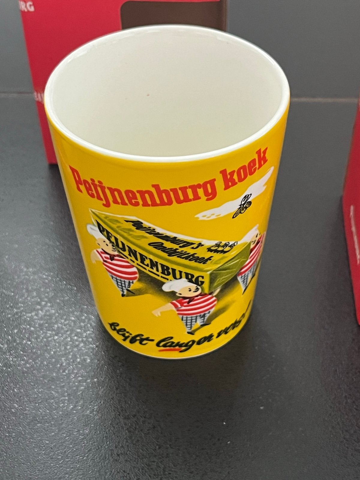 3x Peijnenburg koek mok/beker - Nieuw in doos, Ophalen of Verzenden, Nieuw, Geel, Overige stijlen