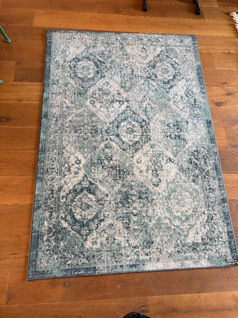 Vintage vloerkleed met oosters patroon - Blauw/Grijs, Ophalen, Gebruikt, Blauw, 150 tot 200 cm