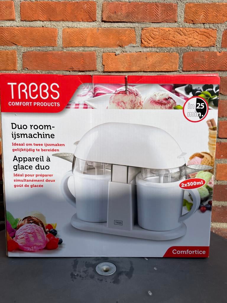 Trebs Duo Roomijsmachine - Maak 2 smaken tegelijk!, Ophalen of Verzenden, Zo goed als nieuw, Koelelement
