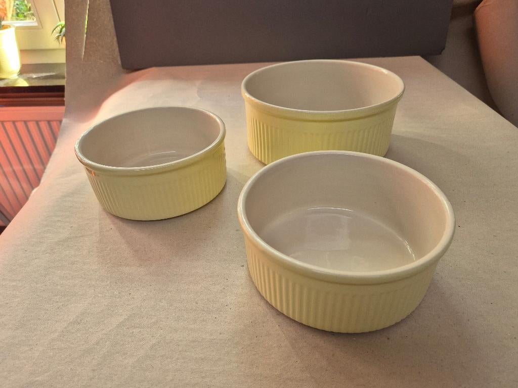 3 pastel Parafeu ovenschalen Regout / California, Huis en Inrichting, Keuken | Servies, Overige typen, Ophalen of Verzenden, Zo goed als nieuw