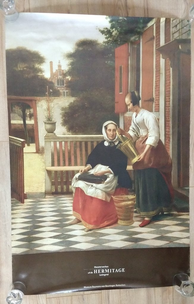 tentoonstellings affiche  mistress and maid Hooch, vlgnr 275, Ophalen of Verzenden, Zo goed als nieuw, 75 tot 100 cm, Foto of Poster