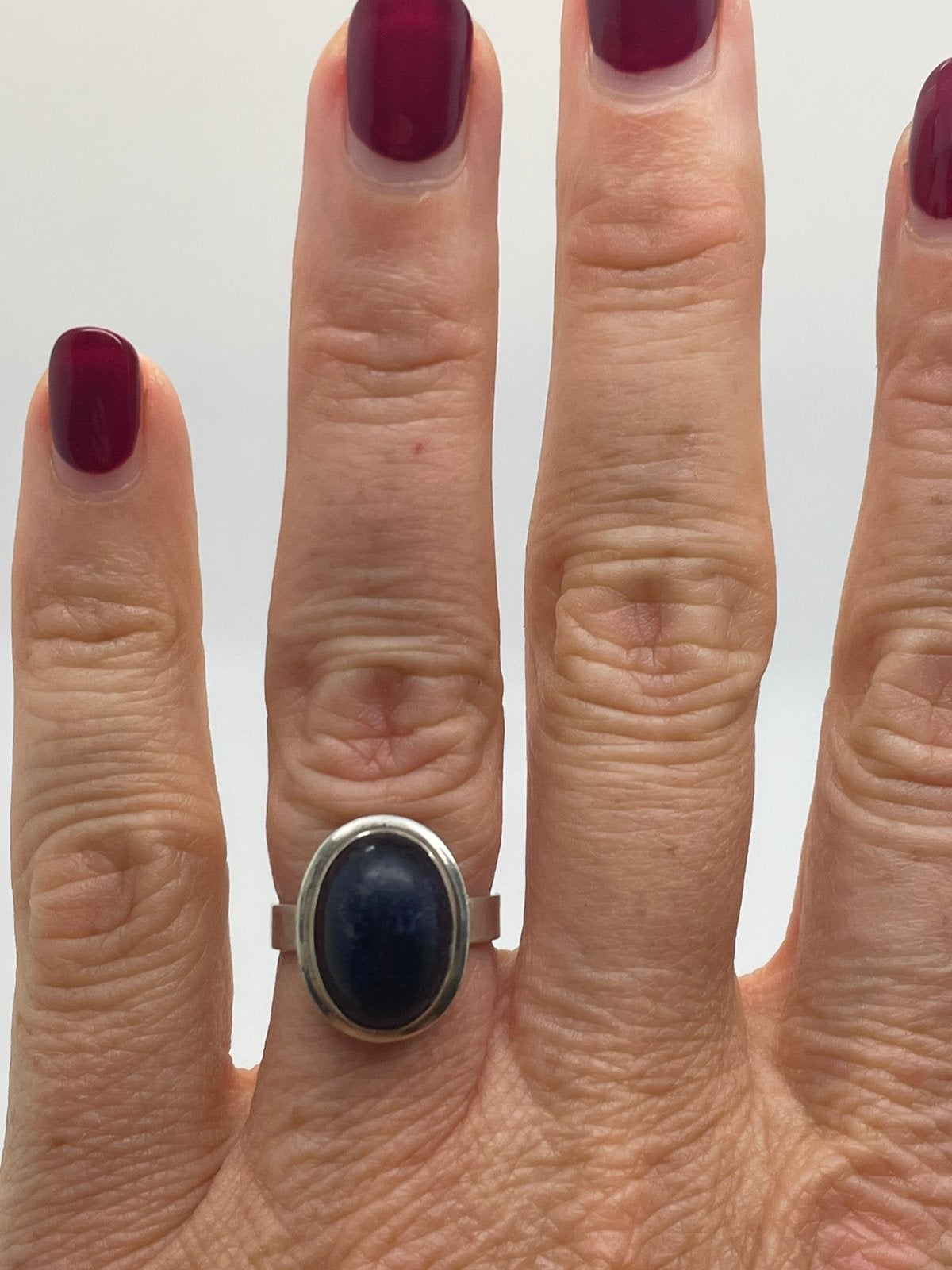 G109 Prachtige zilveren ring blauwe steen (verstelbaar), Sieraden, Tassen en Uiterlijk, Ophalen of Verzenden, Zilver, Ring, Met edelsteen