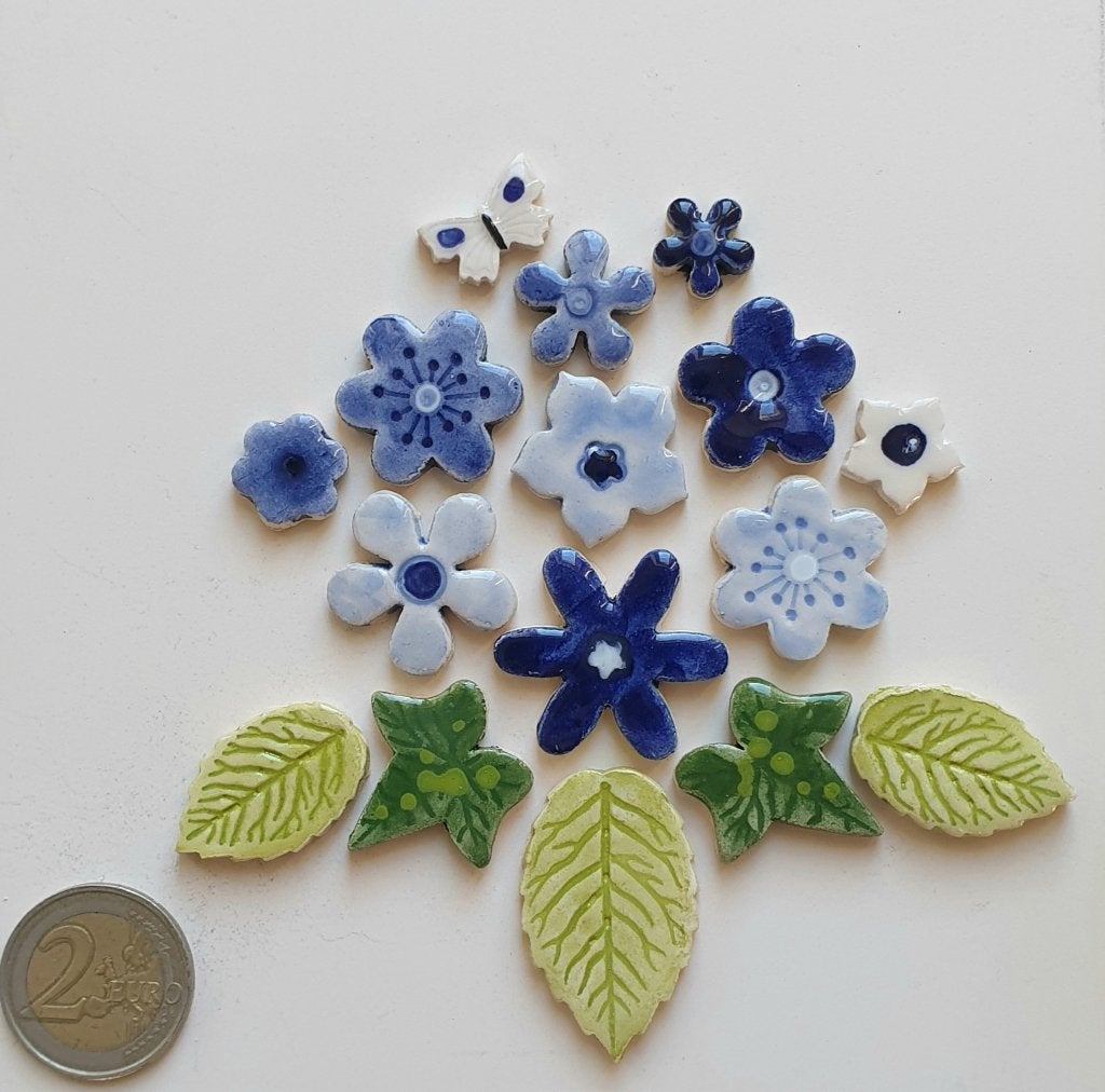 Mozaïek steentjes handgemaakte keramiek bloemetjes, J14, Verzenden, Handgemaakt, Nieuw, Meerkleurig