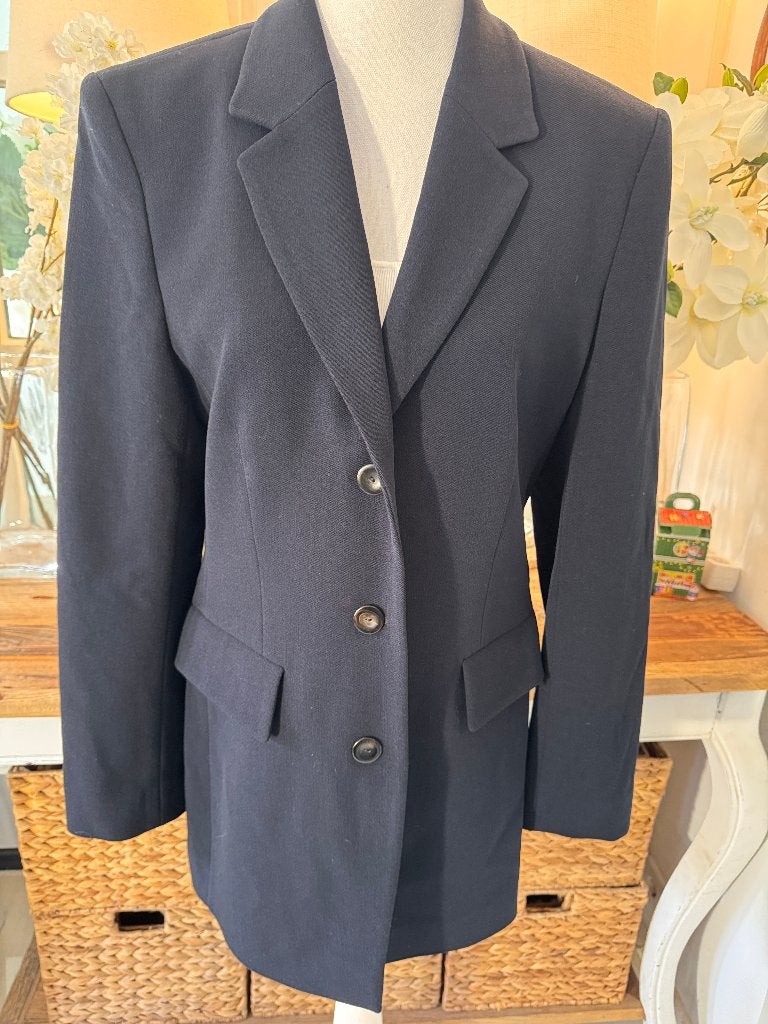 Blauwe, klassieke, wollen blazer Marc Cain, wol, 38/M., Maat 38/40 (M), Zo goed als nieuw, Jasje, Verzenden