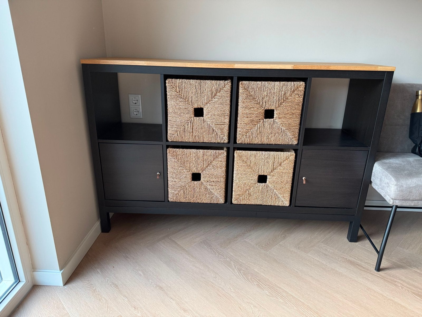 IKEA Kallax kast met onderstel en houten blad, Huis en Inrichting, Ophalen, Gebruikt