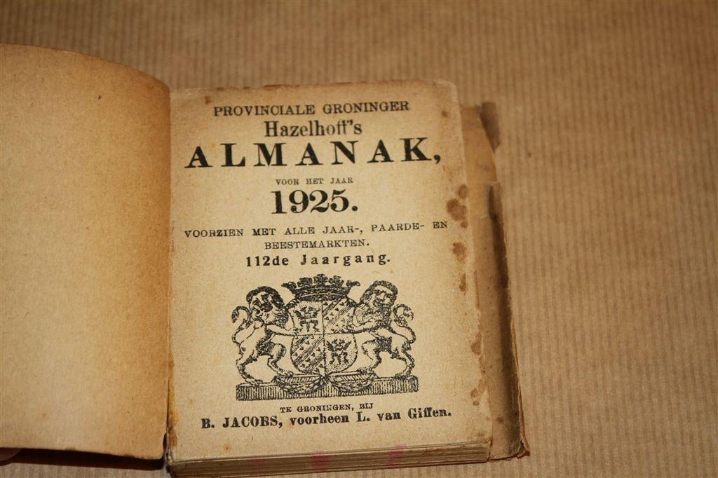 Provinciale Groninger hazelhoff\'s Almanak - 1925 !!, Boeken, Geschiedenis | Stad en Regio, Gelezen, Ophalen of Verzenden