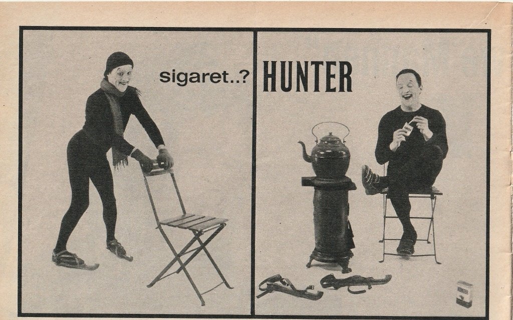 retro reclame 1963 Hunter sigaretten Friese doorlopers, Verzamelen, Verzenden, Overige typen