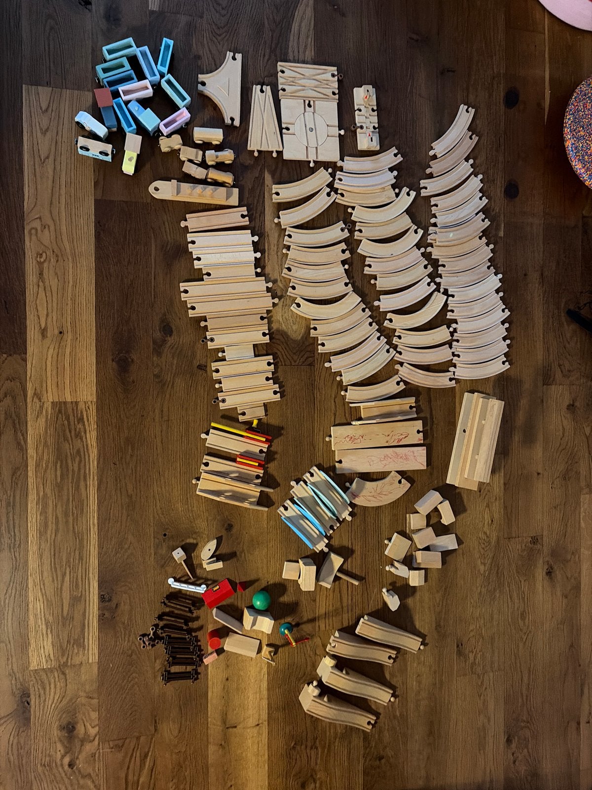 Grote set houten treinbaan, o.a. brio, Kinderen en Baby's, Speelgoed | Houten speelgoed, Ophalen, Gebruikt, Overige typen