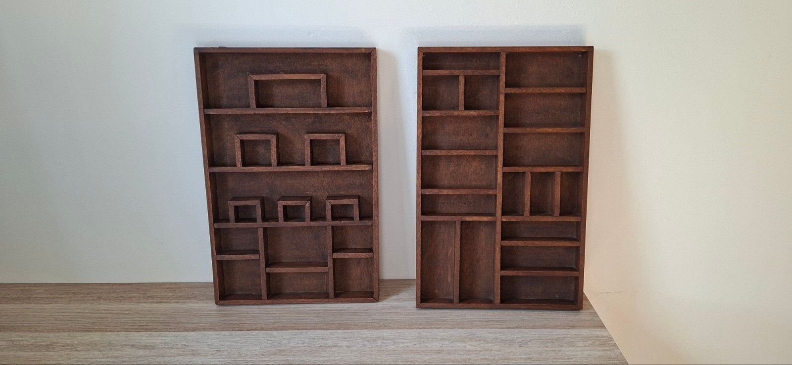 Houten letterbakken voor verzamelingen (2 stuks), Ophalen of Verzenden, Gebruikt