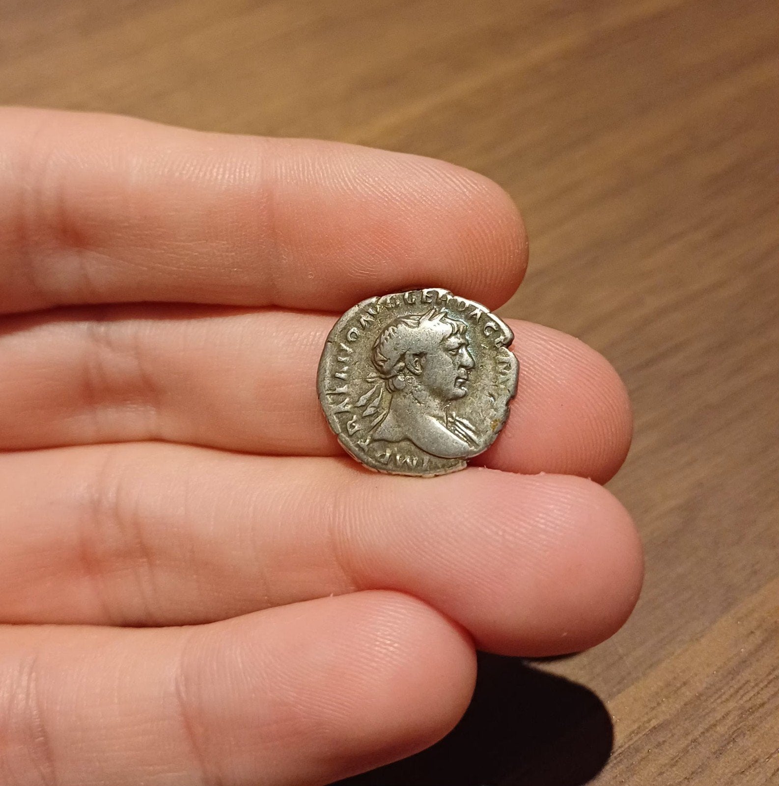 Trajanus denarius, inclusief houdertje, Verzenden, Zilver, Zilver