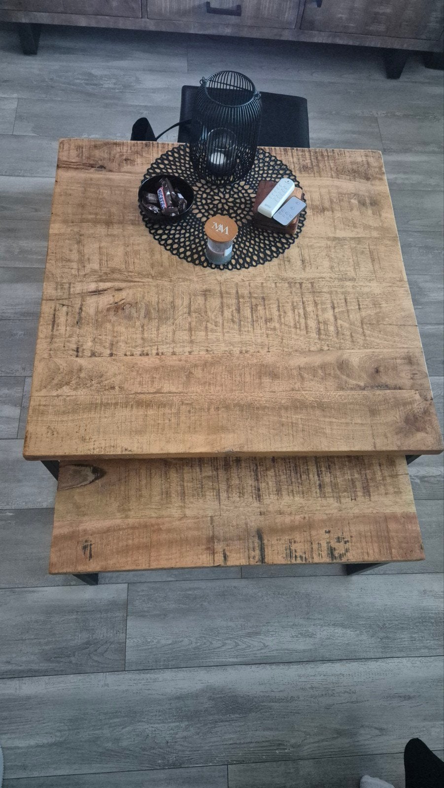 Mangohouten Salontafel Set Vierkant - ZGAN, Ophalen, 50 tot 100 cm, Vierkant, 50 tot 100 cm