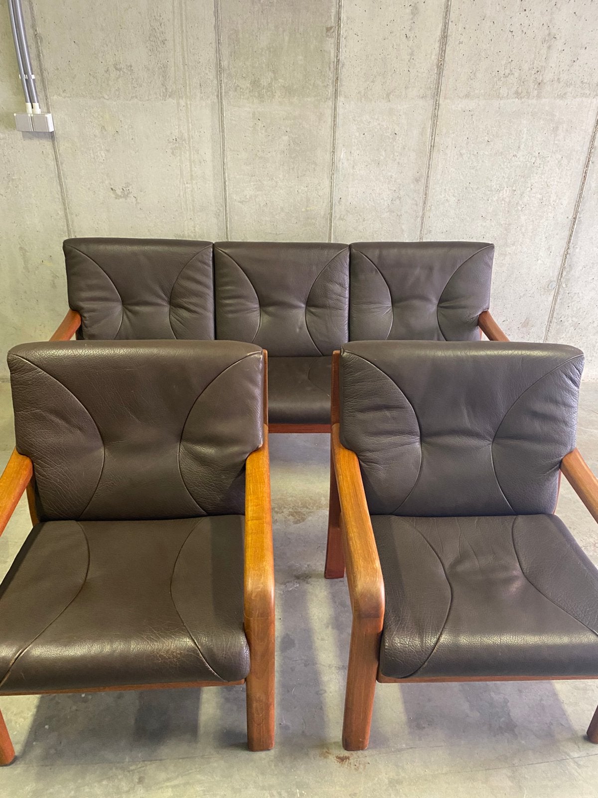 Deense mid century lounge set, Ophalen, Gebruikt, Minder dan 75 cm, Rechte bank