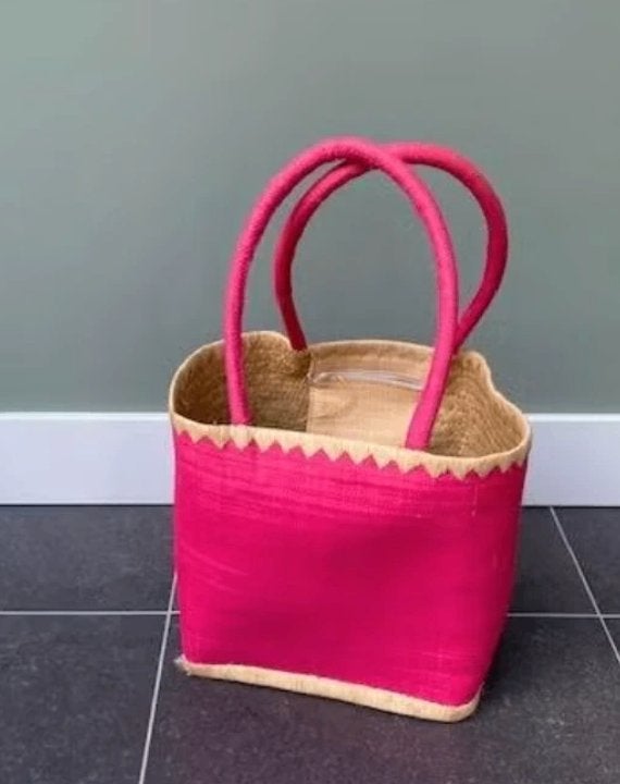 Roze rieten shopper/ strandtas uit Frankrijk, Ophalen, Zo goed als nieuw, Roze, Shopper