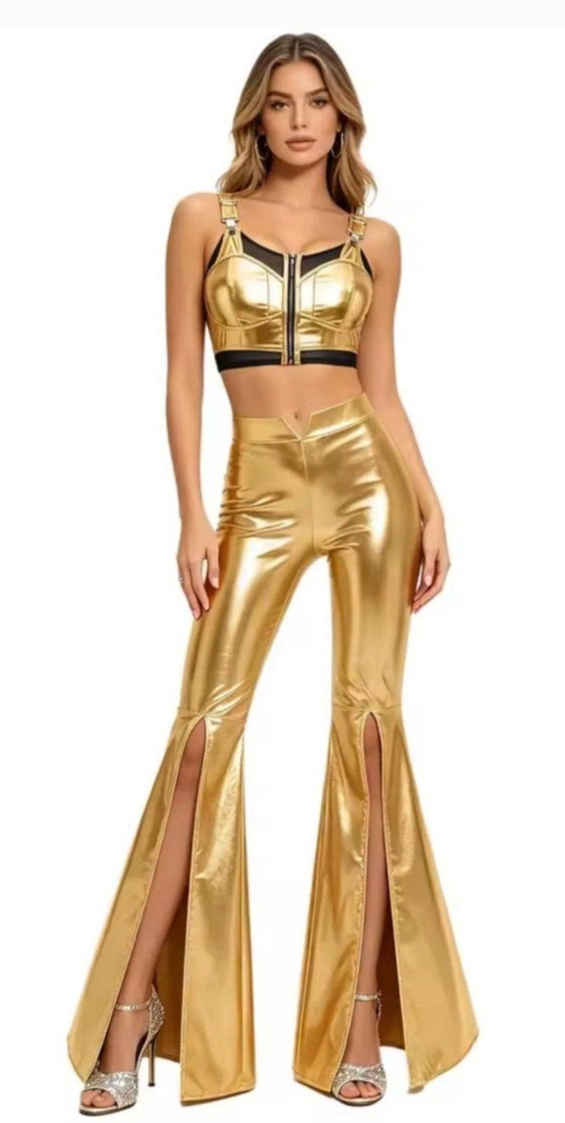 Prachtige Metallic Set, Broek en Top, tm 3XL, Verzenden, Nieuw
