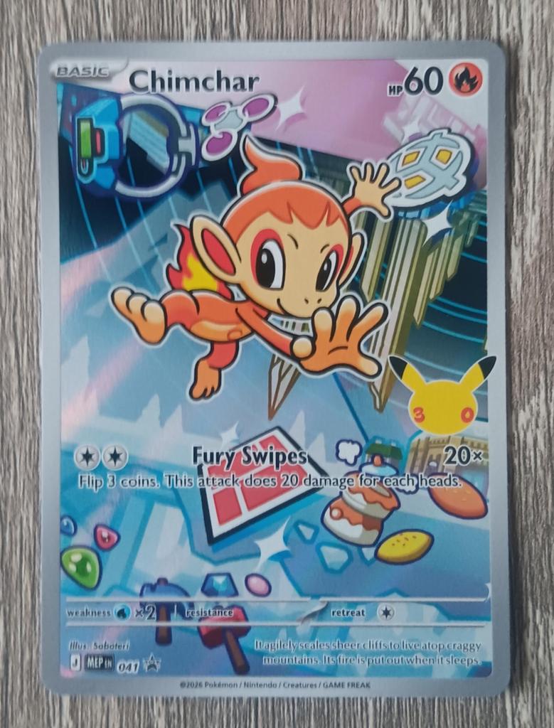 Chimchar promo my first partner gen 4, Ophalen of Verzenden, Zo goed als nieuw, Losse kaart, Foil