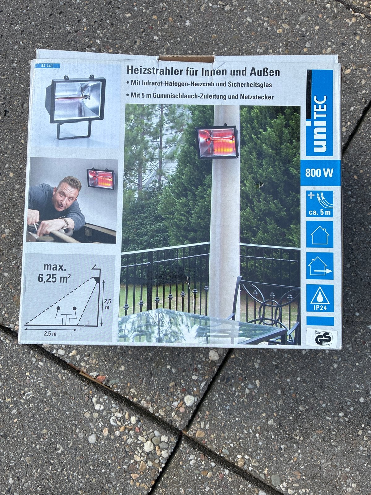 Unitec Infrarood Halogeen Heater 800W voor binnen en buiten, Tuin en Terras, Elektrisch, Nieuw, Ophalen of Verzenden, Waterbestendig
