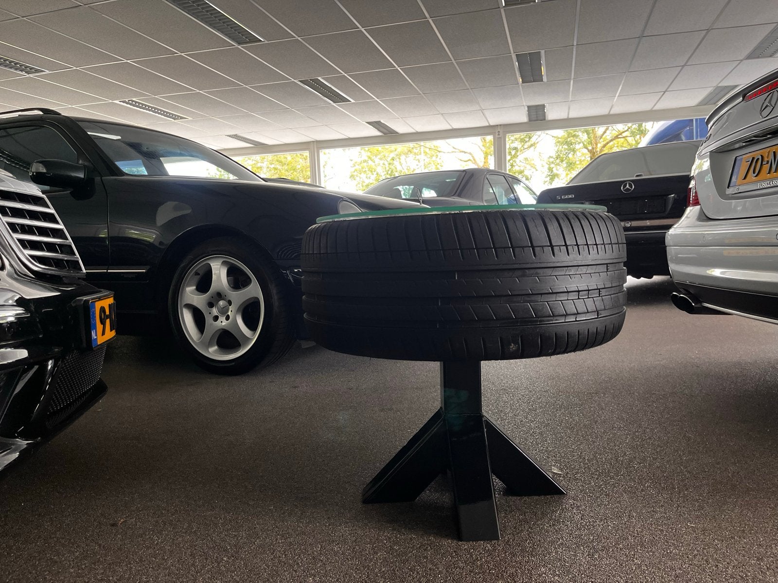 Unieke salontafel van Mercdes amg velg, 50 – 75, 50 tot 100 cm, Industrie, Rond