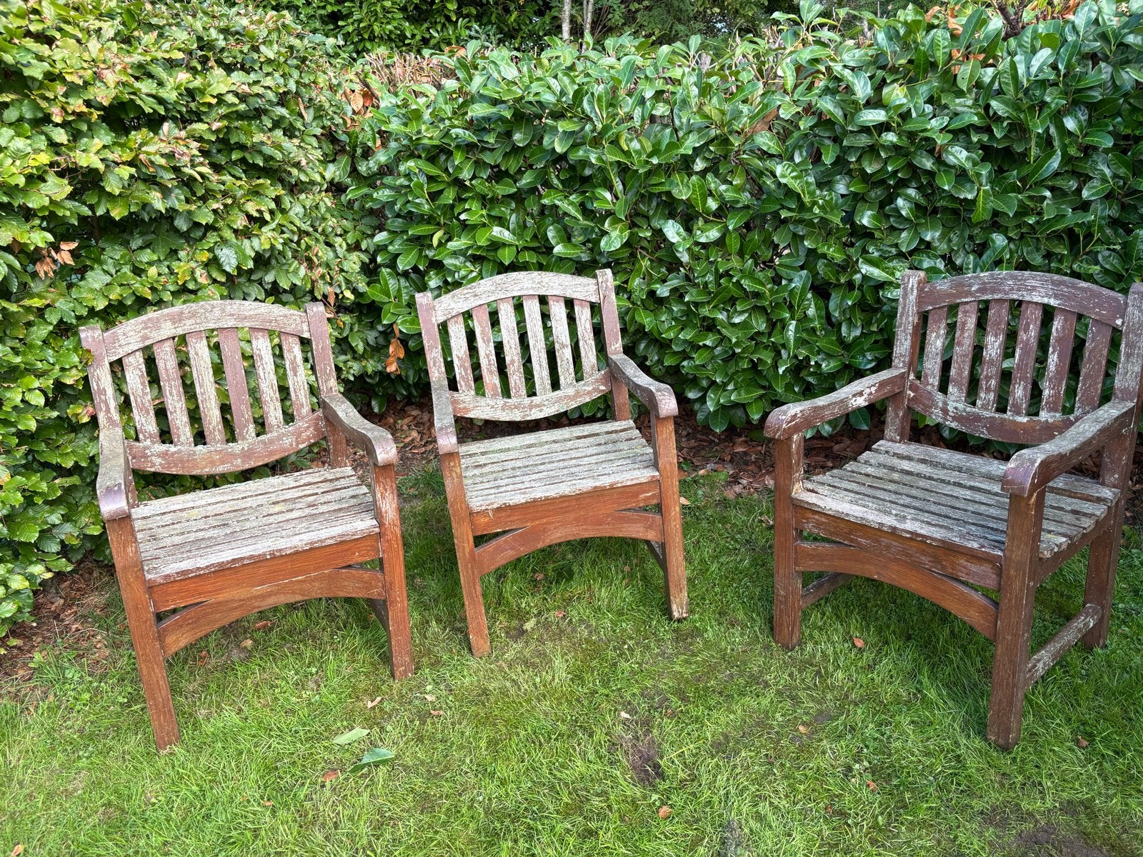 3 houten tuinstoelen voor opknapbeurt, Tuin en Terras, Ophalen of Verzenden, Gebruikt, Hout