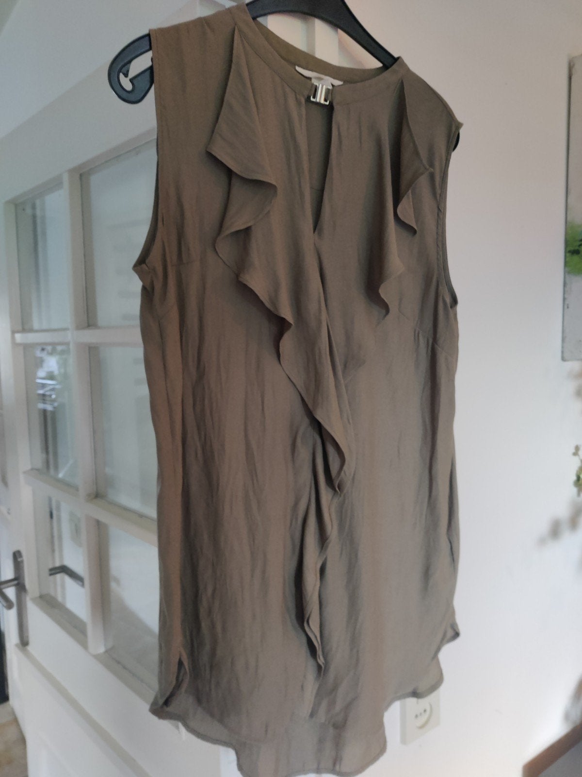 Bijzondere legergroene top, 44., Kleding | Dames, Grote Maten, Zo goed als nieuw, H& M, Groen, Shirt of Top