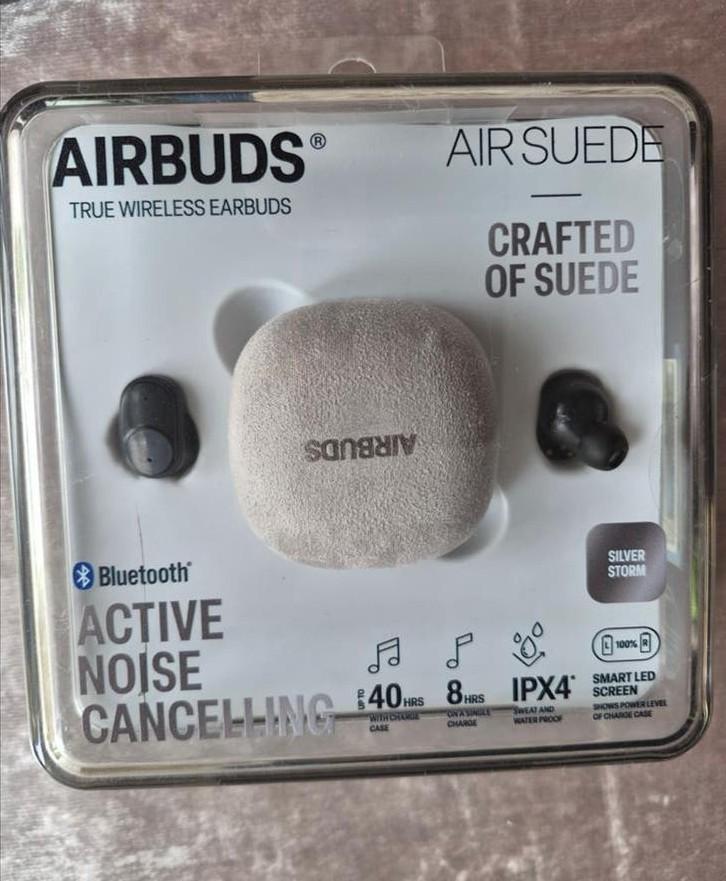 Nieuwe Airbuds Air Suede True Wireless Earbuds - Zwart, Bluetooth, Zwart, In gehoorgang (in-ear), Overige merken