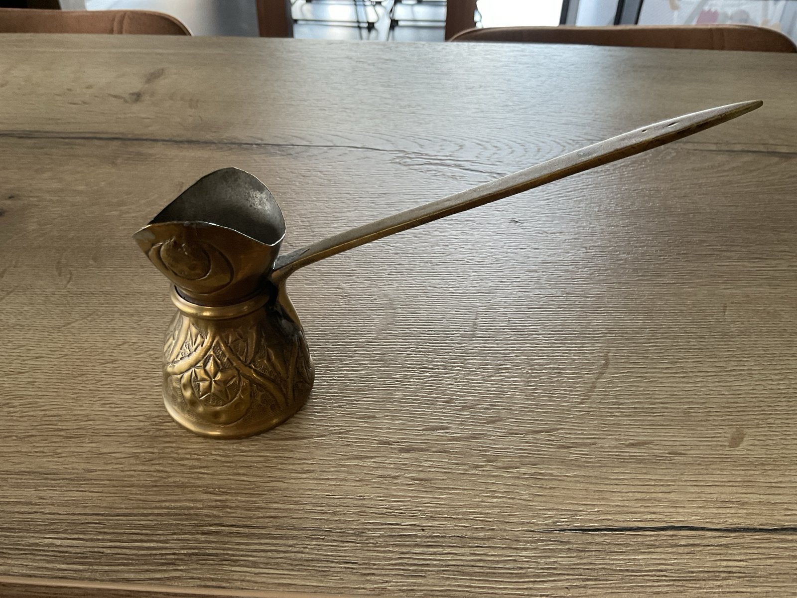 Traditioneel geelkoperen koffiekannetje voor Turkse/Griekse, Ophalen of Verzenden
