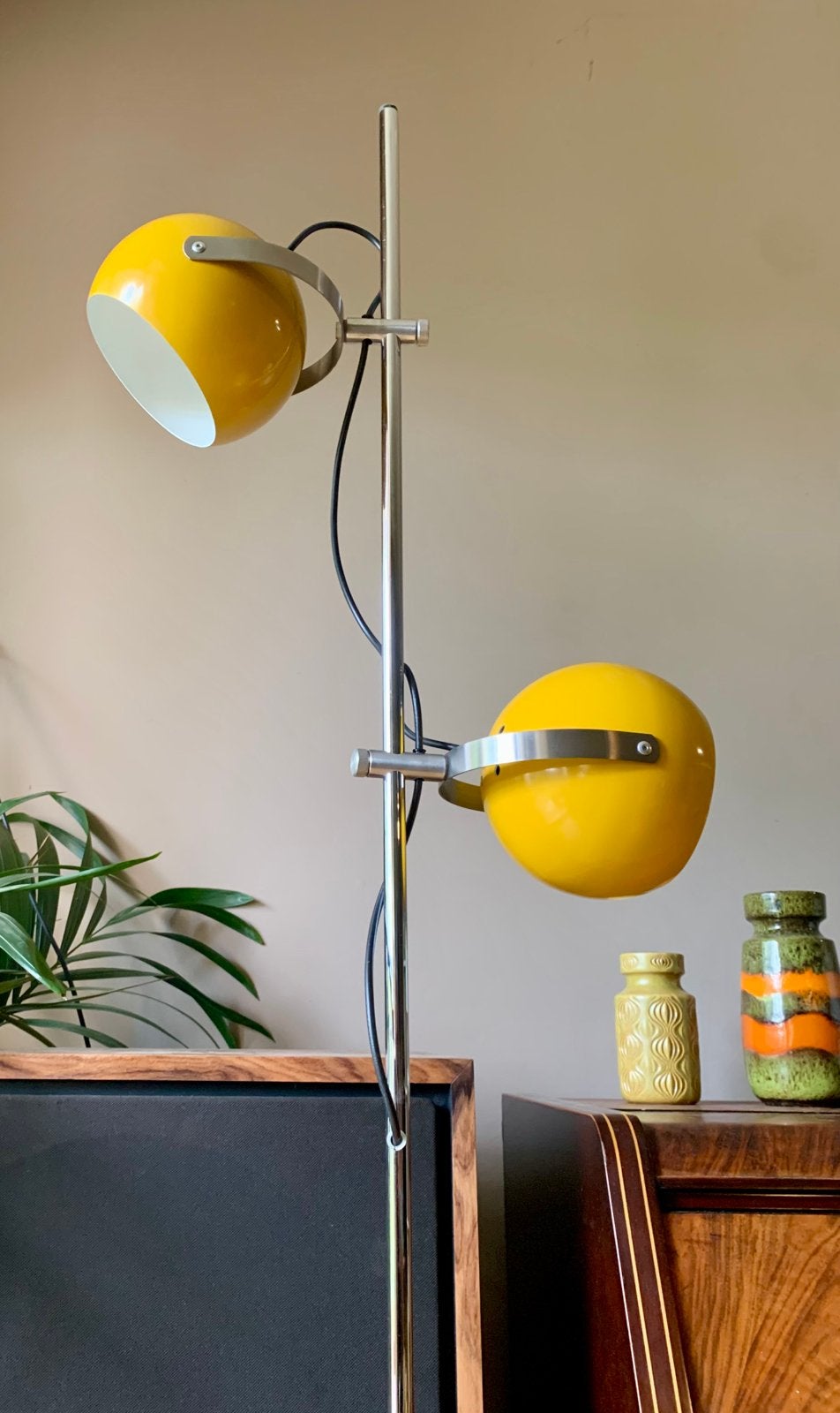 Vintage Herda bollenlamp mosterd geel, Ophalen of Verzenden, Zo goed als nieuw